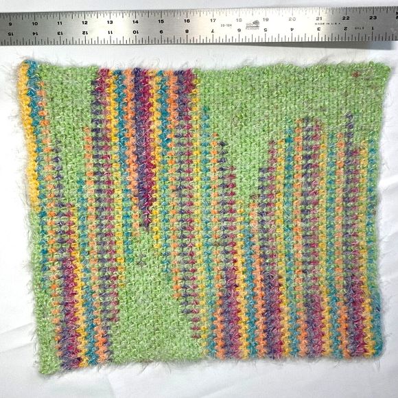 Baby Lovey Small Security Blanket Soft Multicolor Crochet Bunny Rabbit in Scarf - Picture 10 of 11